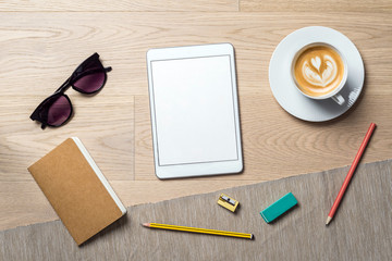 Empty tablet with copy space as flat lay and template