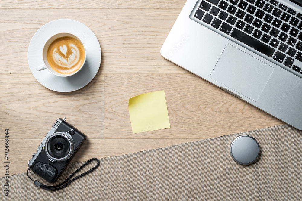 Wall mural empty sticky note with copy space as flat lay and template