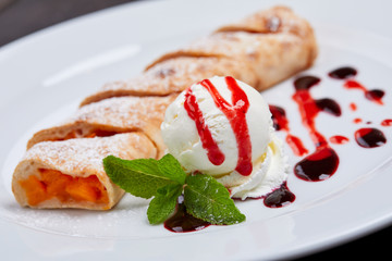 strudel with ice cream