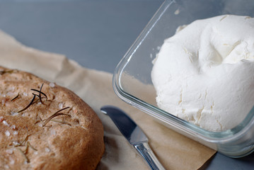 Cream cheese with focaccia