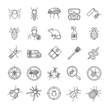 Pest Control Linear Icons Set