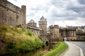 Fototapeta na wymiar Fougeres, Brittany, France - The medieval castle and town of Fougeres, Brittany, France,