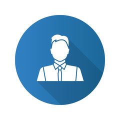 Office worker flat design long shadow glyph icon
