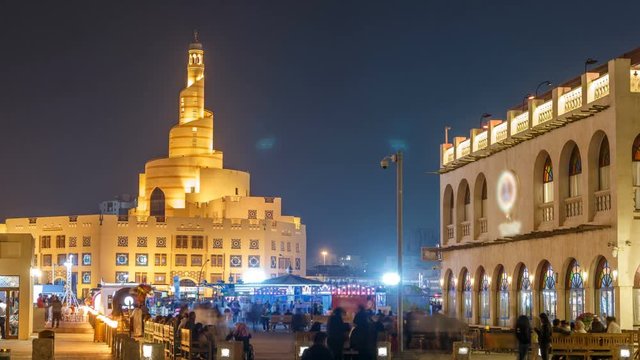 Souq Waqif night timelapse in Doha, Qatar.
