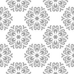 Obraz premium Gray floral seamless pattern on white background