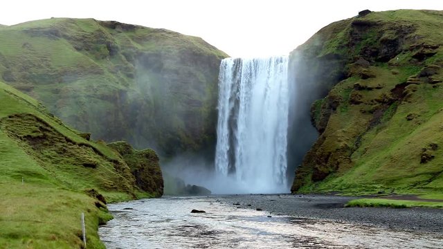 Famous Skogafoss waterfall. Location Skoga river, Iceland.