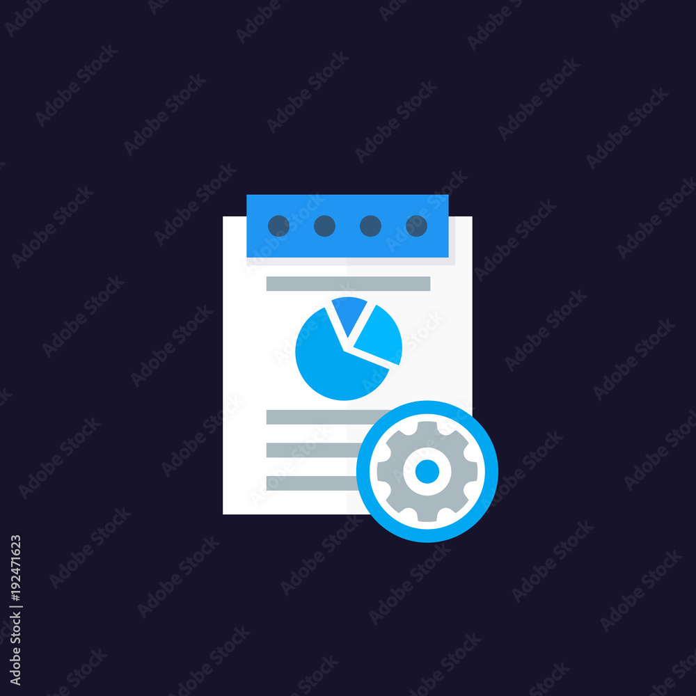 Poster data processing, analytics icon
