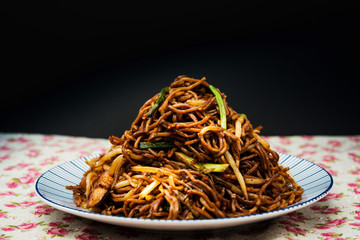 asian food fried noodle on the table