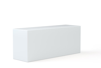 White empty box. Template for your content. Isolated on white background with soft shadow. 3d illustration