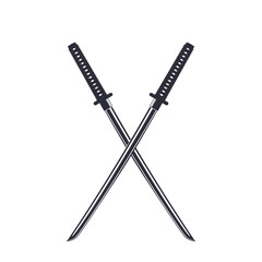 katana isolated on white, japanese swords used by the samurai