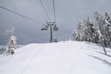 Chairlift at the Rosa Khutor ski resort, Russia