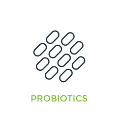 probiotics bacteria vector linear icon