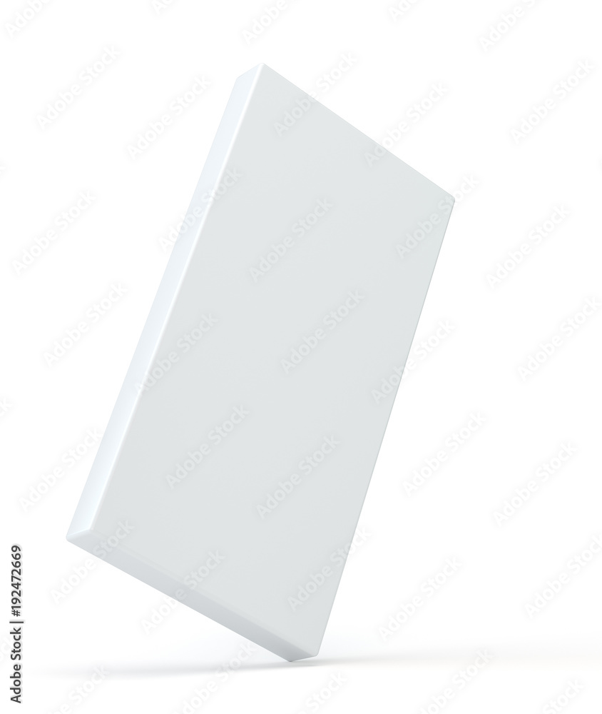 Poster white package blank box. isolated on white background with soft shadow. 3d illustration on studio li