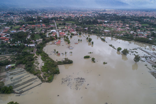 Aerial Photo of Flooding in Vinto, Cochabamba, Bolivia