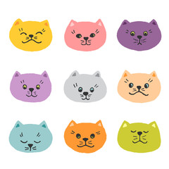 Fototapeta premium cute cats, hand drawn, vector illustration.