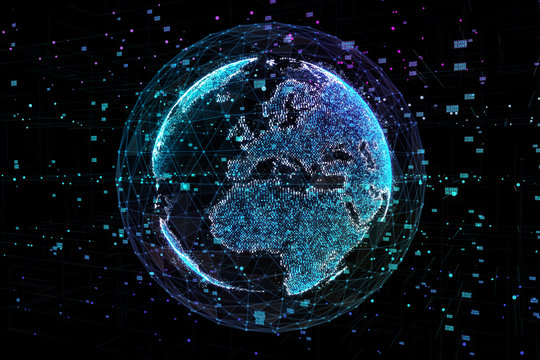 Earth, representing global network connection, international meaning. Data network. 3d illustration