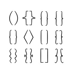 Set of braces or curly brackets icon. Hand drawn elements for your designs 