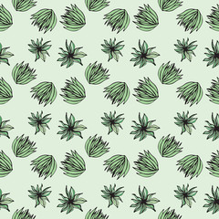 Green Succulent Inspired Seamless Pattern