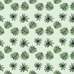 Fototapeta premium Green Succulent Inspired Seamless Pattern