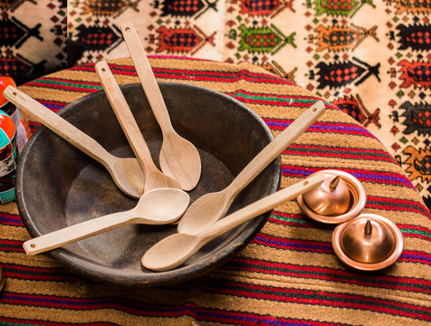 soup spoon or tablespoon made of wood