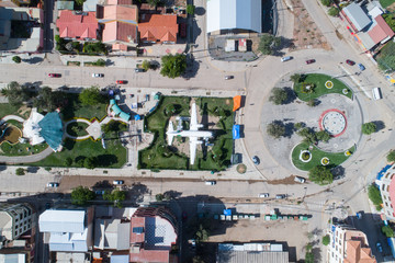 Aerial view of Parque Suecia in Cochabamba, Bolivia