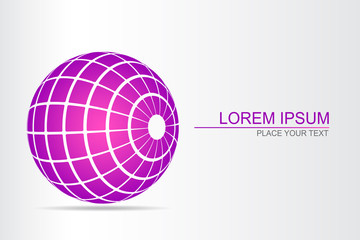 Logo stylized spherical surface with abstract shapes