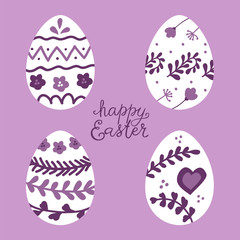 easter eggs,hand drawn set.