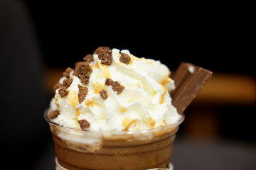 Whipped cream on top ice chocolate