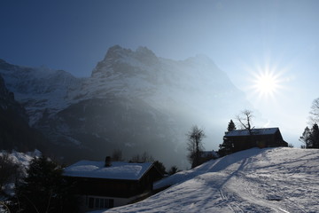 Late afternoon in Grindelwald, Switzerland, with Eiger in the background