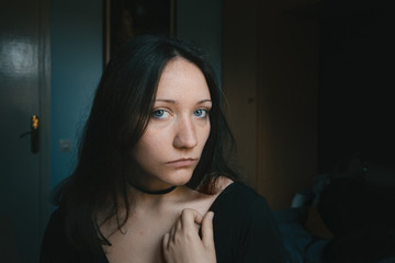 Fototapeta premium blue-eyed girl looking at camera