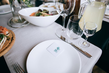 Wedding table setting, catering service