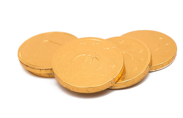 golden coins from isolated