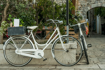 Fototapeta na wymiar Montenegro August Summer Kotor Old City Vintage Bikes