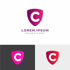 Letter C Logo. C Letter Design Vector with Shield