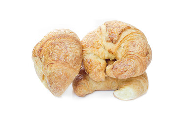 Fresh croissants isolated on white background.