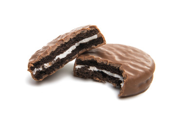 double cookies in chocolate isolated