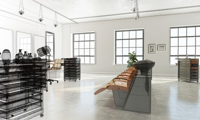 Hair salon, Parrucchiere, Acconciatura, illustrazione 3d