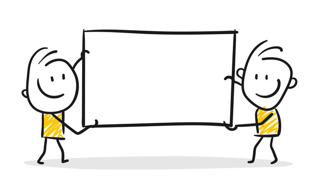 Strichfiguren / Strichm&auml;nnchen: Schild, Werbung. (Nr. 200)