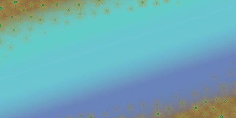 frame of delicate brown flowers on a turquoise blue gradient