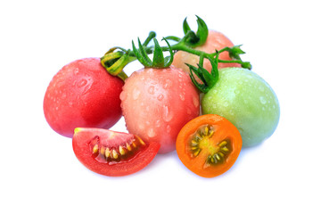 Tomatoes isolated on white background with clipping path.