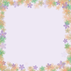 frame of flowers with a pale background