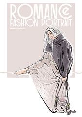 Hand drawn sketch beautiful woman. Vector fashion illustration