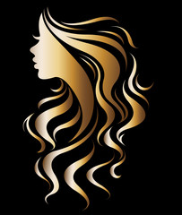 illustration vector of women silhouette golden icon