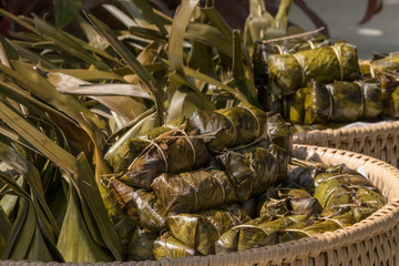 Thai desserts Khao Tom Mat or Khao Tom Pad.
