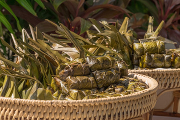 Thai desserts Khao Tom Mat or Khao Tom Pad.