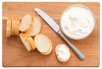 Bread cut slices for sandwiches. Isolated on white background. Top view.