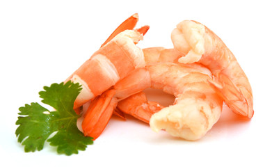 Boiled shrimp isolated on white