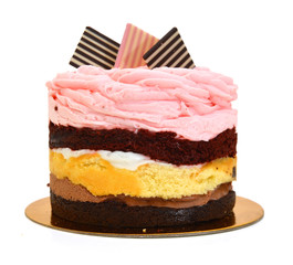 Colorful Cake Decorated  Isolated on White Background