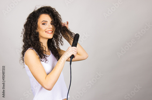 Beautiful Hair Model Girl Young Adult With Curly Hair And Hair