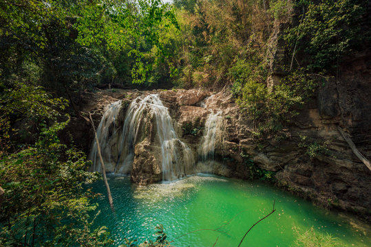 Waterfall Asia, Thailand, clear water, overlooking the rock in the water.